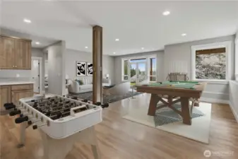 Family Room in Lower Level- Virtually Staged