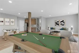 Family Room in Lower Level- Virtually Staged