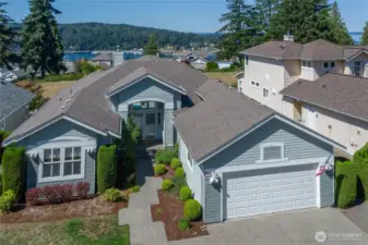 The home has built in storage in the garage, a work bench, and lots of room.