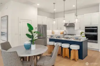 Beautiful kitchen island with pendant lighting
