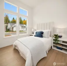 Tons of natural light in the guest bedroom