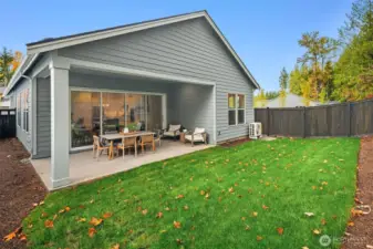 Fenced in back yard with spacious covered patio to enjoy