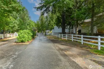 View of gated entry from inside the community.