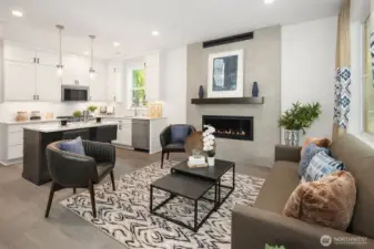 Interior of a furnished Poppy. Finishes and surfaces my differ from subject property.