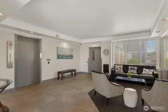 Comfortable updated lobby to great guest.