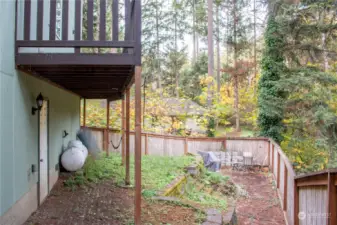 Side entrance to spacious backyard, Location of propane tank.