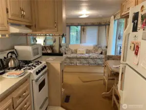 From the kitchen, looking at the living room.