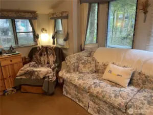 Inside, all the comforts of home. Hide-a-bed in front.