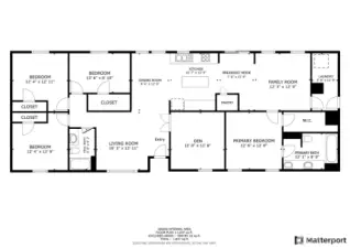 Floor Plan, note primary bath has a large walk in shower, not a tub.