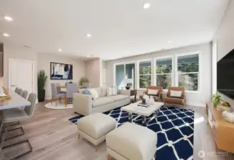 Virtually staged family room