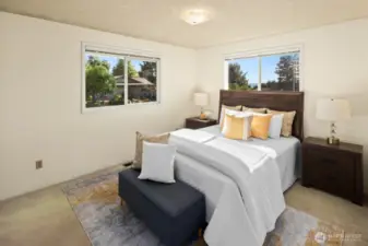 Primary bedroom with attached bathroom