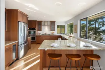 Breakfast counter for casual eating.