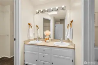 Primary bath double sink vanity.