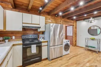 Exposed beams bring natural beauty and striking design to the living spaces, perfect for those who love unique details.