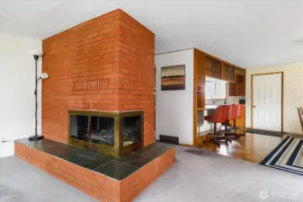 Corner fireplace is so cool.
