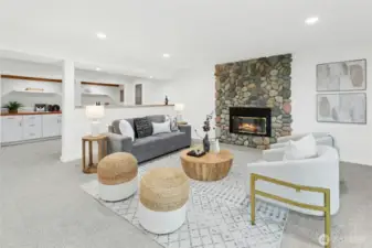 Downstair is loads of FUN! Gas fireplace to keep you cozy.