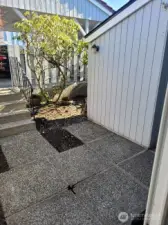 courtyard from kitchen eating nook