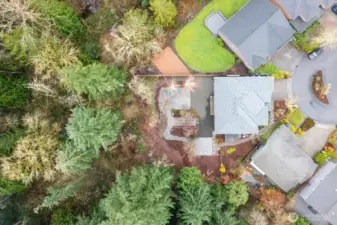 New roof and generous back yard as seen from aerial view