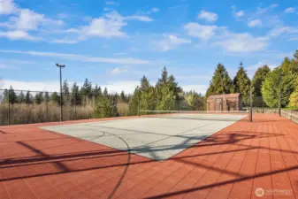 60x100 fenced sport court with full size Basketball & Tennis