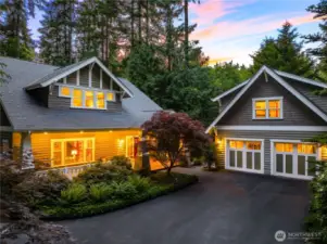 The detached two-car garage includes an ADU of approx. 624 sf of permitted space with 1 bedroom, full kitchen and a full bath and includes its own washer & dryer.  The ADU also has a separate parking spot at the top of driveway.