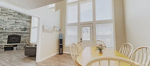 Dining area with direct access to decks, and views of Hood Canal