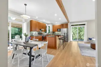 Beautiful wood beams and vaulted ceilings