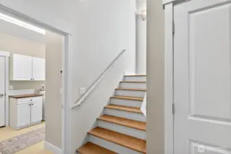 Wide staircase to upper level