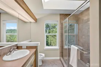 Tiled walk-in shower