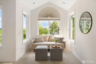 Reading nook in primary bedroom
