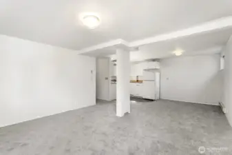 Living room and dining space for 2418