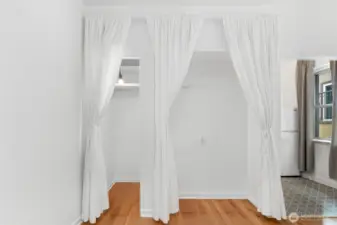 Perfect alcove for Murphy Bed- deep closet on the left