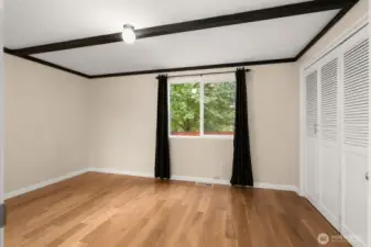 Bedroom or guest quarter with adjacent 3/4 bathroom.