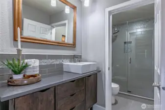 Ensuite bathroom for the primary.  Just enough Bling!