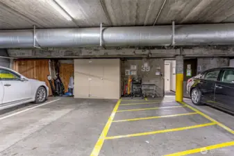 Parking spot & storage are right by the elevator.