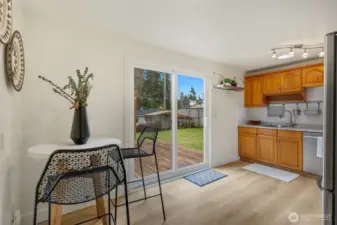 Great light and access out of the large sliders that lead to the deck and yard.
