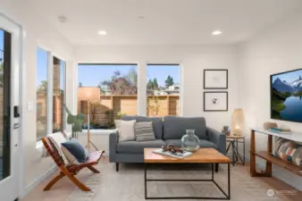 This living area showcases the seamless indoor and outdoor flow, connecting you to the vibrant Licton Springs neighborhood.