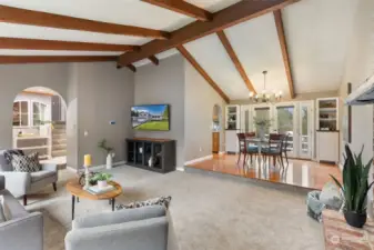 High Ceilings, Cozy Fireplace and New Carpet!