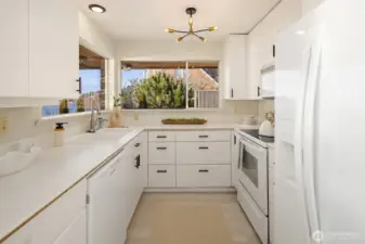 The kitchen could be expanded-opened up into the living space as desired.