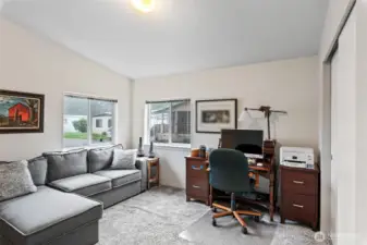 Versatile bedroom suite is perfect for a home office, den, or guest room.