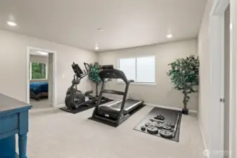 This flexible bonus room is currently set up as a home gym, but could easily transform into a playroom, media space, or second living area—tailored to fit your lifestyle.