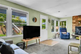 Living room outlook to street and front yard.