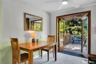 Dining room looking out to deck.