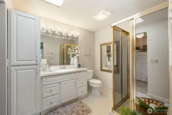 Light and Bright Primary bathroom