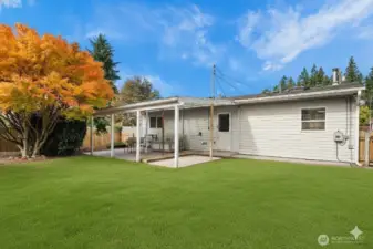 Virtual enhancement used to show potential landscaping.