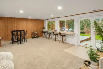 Built-in desk at the window makes a great office space.