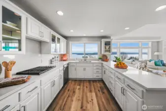 Kitchen has a big view