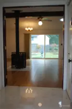 Granite tiled entry leading to bamboo flooring in the great room with a cathedral ceiling.  Three solar tubes let in lots of natural light.  Beautiful gas stove for warm comfort or emergency needs.