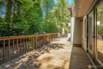 Deck also has roll-back canvas cover to extend days to enjoy tranquil nature and forest ambiance.