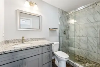 Custom shower with glass doors