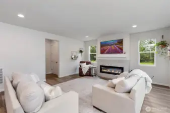 View of living room looking over to Laundry room.